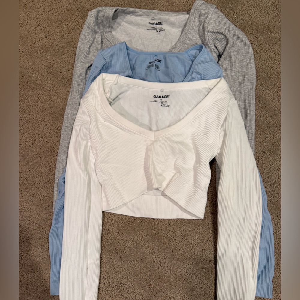 Bundle of 3 garage cropped long sleeves